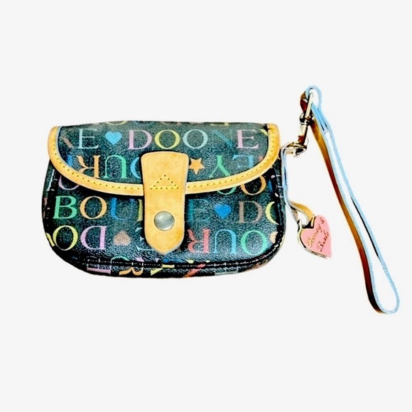 Dooney & Bourke wristlet Y2K Spell out logo black multicolor - Picture 1 of 15
